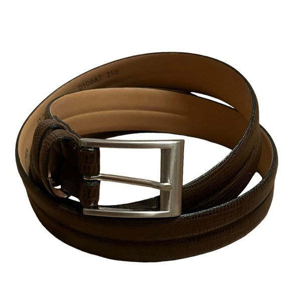 Made in Italy men’s brown leather belt with silver hardware - Picture 1 of 6